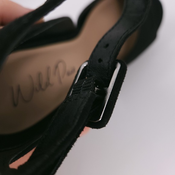 Wild Pair Reemaa Black Wedge Ankle Strap Open Toe Block Heels Womens 7.5 M - Picture 11 of 16